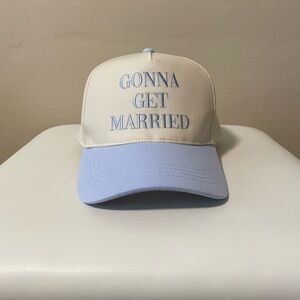 Gonna Get Married Cap in Cream and Blue